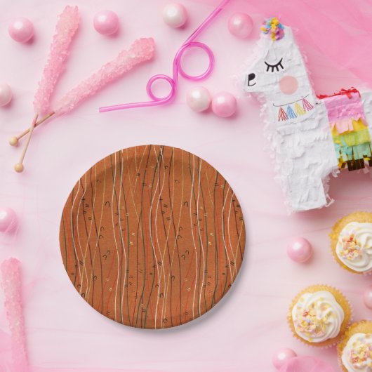 Wavy Red Stripes: moderne Japanse Abstracte kunst Papieren Bordje (Feest)