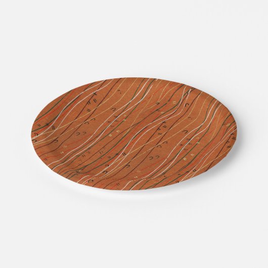 Wavy Red Stripes: moderne Japanse Abstracte kunst Papieren Bordje (Gekanteld)