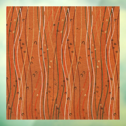 Wavy Red Stripes: moderne Japanse Abstracte kunst Raamsticker (Vel 3)