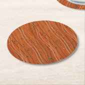 Wavy Red Stripes: moderne Japanse Abstracte kunst Ronde Kartonnen Onderzetter (Gebogen)