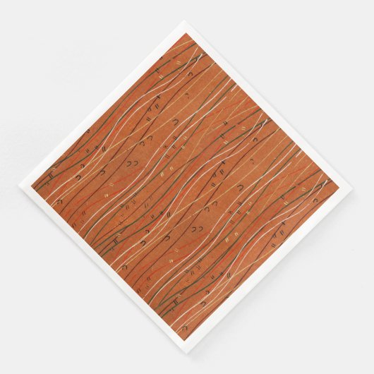 Wavy Red Stripes: moderne Japanse Abstracte kunst Servet (Hoek)