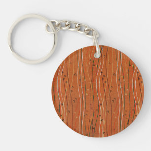 Wavy Red Stripes: moderne Japanse Abstracte kunst Sleutelhanger