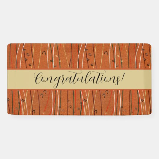 Wavy Red Stripes: moderne Japanse Abstracte kunst Spandoek (Horizontaal)