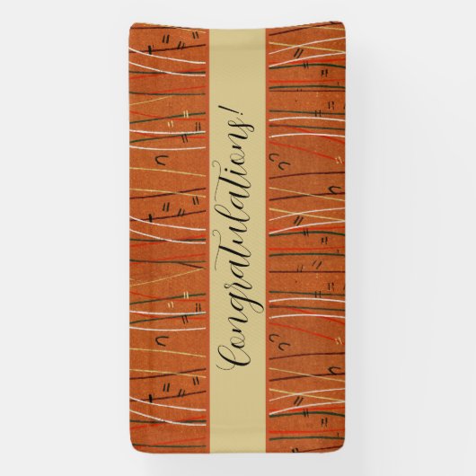 Wavy Red Stripes: moderne Japanse Abstracte kunst Spandoek (Verticaal)