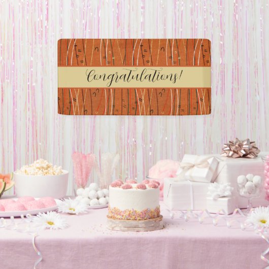 Wavy Red Stripes: moderne Japanse Abstracte kunst Spandoek (Feest)