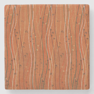 Wavy Red Stripes: moderne Japanse Abstracte kunst Stenen Onderzetter