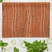Wavy Red Stripes: moderne Japanse Abstracte kunst Theedoek (Gevouwen)