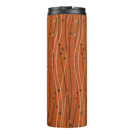 Wavy Red Stripes: moderne Japanse Abstracte kunst Thermosbeker (Achterkant)