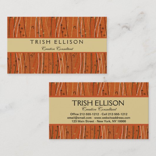 Wavy Red Stripes: moderne Japanse Abstracte kunst Visitekaartje (Voorkant / Achterkant)