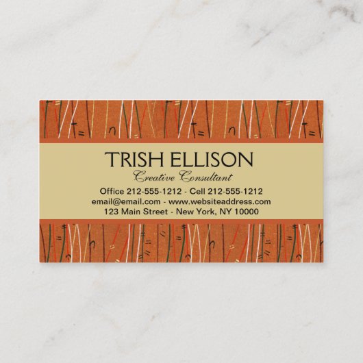 Wavy Red Stripes: moderne Japanse Abstracte kunst Visitekaartje (Achterkant)