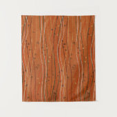 Wavy Red Stripes: moderne Japanse Abstracte kunst Wandkleed (Voorkant)