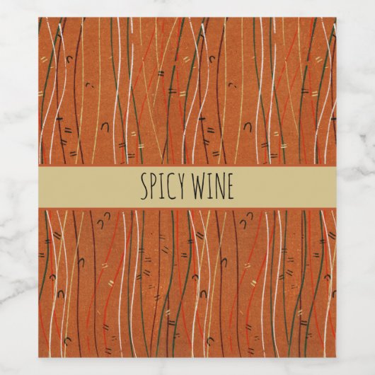 Wavy Red Stripes: moderne Japanse Abstracte kunst Wijn Etiket (Enkel label)