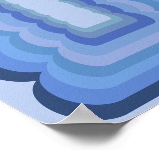 Wavy Retro Abstract Blauw Poster (Hoek)