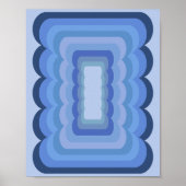 Wavy Retro Abstract Blauw Poster (Voorkant)
