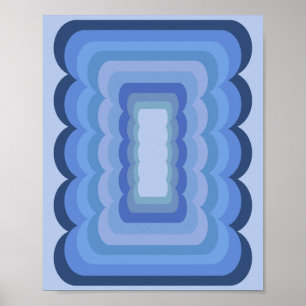 Wavy Retro Abstract Blauw Poster