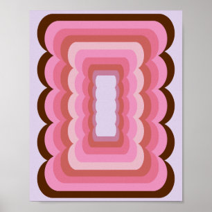 Wavy Retro Abstract Roze Poster