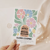 Wavy Retro Boho Kleurrijke Bloemen Vrijgezellenfee Kaart