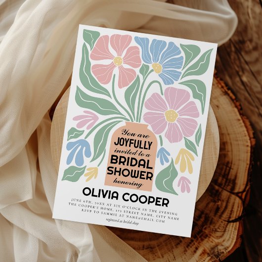 Wavy Retro Boho Kleurrijke Bloemen Vrijgezellenfee Kaart