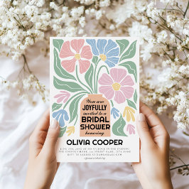 Wavy Retro Boho Kleurrijke Bloemen Vrijgezellenfee Kaart