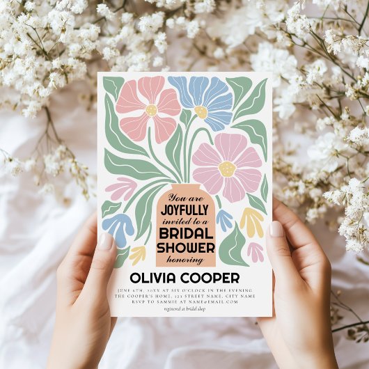 Wavy Retro Boho Kleurrijke Bloemen Vrijgezellenfee Kaart