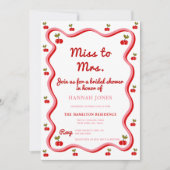 Wavy Retro Cherry Valentijn Vrijgezellenfeest Kaart (Voorkant)