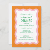 Wavy Retro Colorful 70s Wedding Rehearsal Kaart (Voorkant)