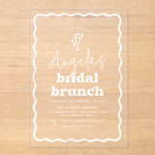 Wavy Retro Groovy Modern Bruch Vrijgezellenfeest Acryl Uitnodigingen (Voorkant)