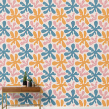 Wavy Retro Groovy Pastel Floral Pattern