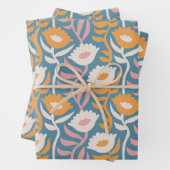 Wavy Retro Groovy Pastel Floral Pattern Inpakpapier Vel (In situ)