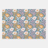  Wavy Retro Groovy Pastel Floral Pattern Inpakpapier Vel (Voorkant)