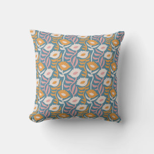  Wavy Retro Groovy Pastel Floral Pattern Kussen