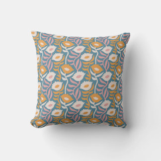 Wavy Retro Groovy Pastel Floral Pattern Kussen