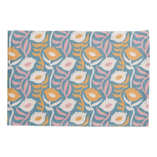  Wavy Retro Groovy Pastel Floral Pattern Kussensloop (Achterkant)