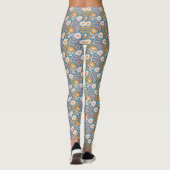 Wavy Retro Groovy Pastel Floral Pattern Leggings (Achterkant)