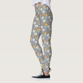 Wavy Retro Groovy Pastel Floral Pattern Leggings (Links)