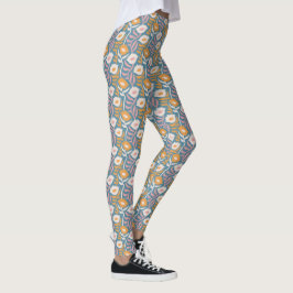 Wavy Retro Groovy Pastel Floral Pattern Leggings