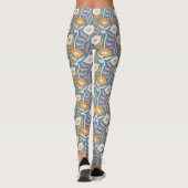 Wavy Retro Groovy Pastel Floral Pattern Leggings (Achterkant)