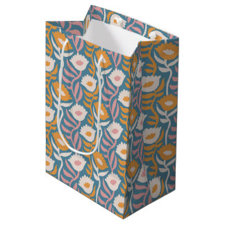 Wavy Retro Groovy Pastel Floral Pattern Medium Cadeauzakje