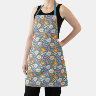 Wavy Retro Groovy Pastel Floral Pattern Schort