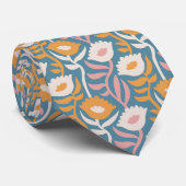 Wavy Retro Groovy Pastel Floral Pattern Stropdas (Opgerold)