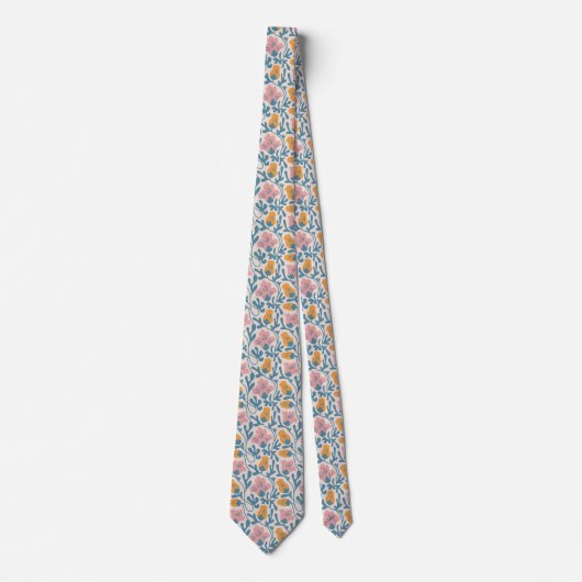Wavy Retro Groovy Pastel Floral Pattern Stropdas (Voorkant)