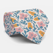 Wavy Retro Groovy Pastel Floral Pattern Stropdas (Opgerold)