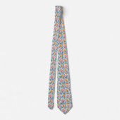 Wavy Retro Groovy Pastel Floral Pattern Stropdas (Achterkant)