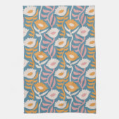  Wavy Retro Groovy Pastel Floral Pattern Theedoek (Verticaal)