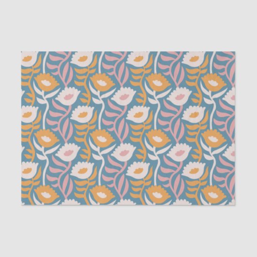  Wavy Retro Groovy Pastel Floral Pattern Tissuepapier (Voorkant)