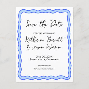 Wavy Retro Groovy Save the Date Waterverf Briefkaart