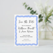 Wavy Retro Groovy Save the Date Waterverf Briefkaart (Staand voorkant)