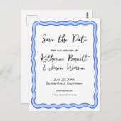 Wavy Retro Groovy Save the Date Waterverf Briefkaart (Voorkant / Achterkant)
