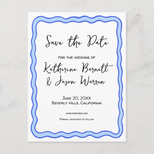 Wavy Retro Groovy Save the Date Waterverf Briefkaart (Voorkant)
