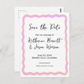 Wavy Retro Groovy Save the Date Waterverf Briefkaart (Voorkant / Achterkant)